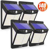 140 LED IP65 Waterproof Security Solar Wall Lights , 3 Modes Wireless Solar Lights Outdoor