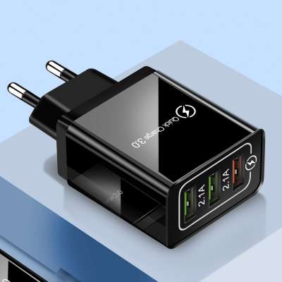 Qc30 Fast Charger 5V 3A 3USB EU US Pin Wall Charger Portable Travel Quick USB Charger For Smartphone