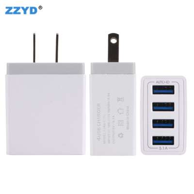 ZZYD Charger U54U UK EU US Smart Portable Wall Charger Four Usb Port Travel for Iphone Charger